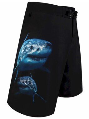 Tormentor Men's Size 38 Board Shorts 8-way Stretch Sportsman - White Shark- Surf
